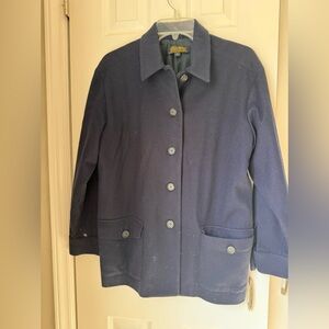 Brooks Brothers Navy Wool Coat Cashmere size Medium